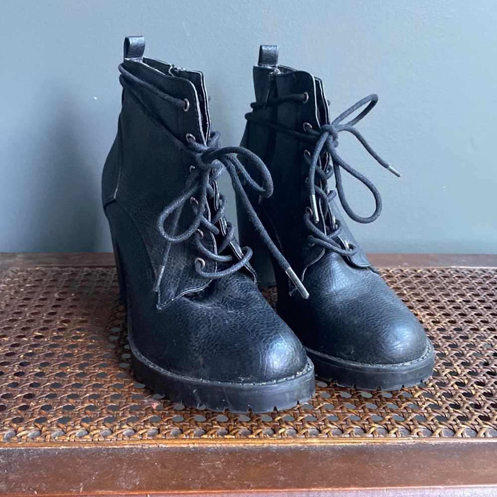 JustFab Chylsea Heeled Combat Boots